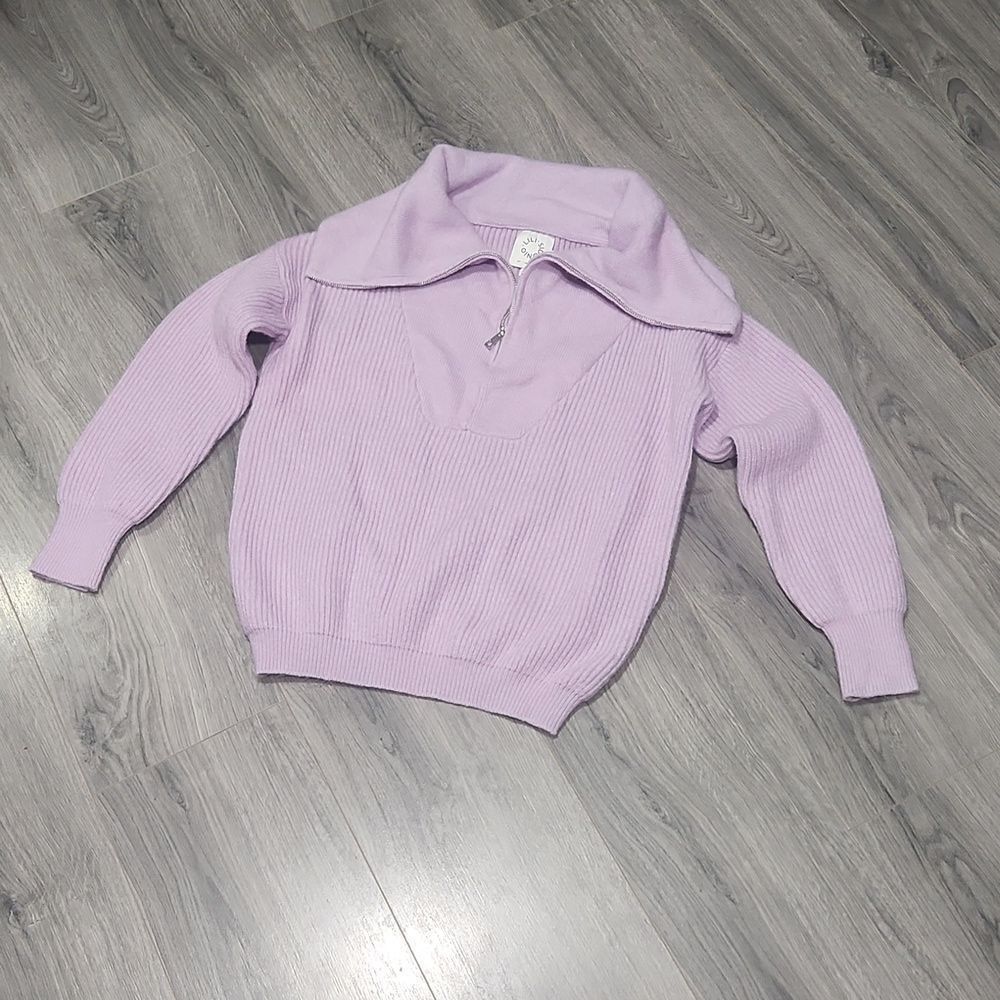 Lili Sidonio For Molly Bracken Lilac Zip Wide Collar Soft Sweater